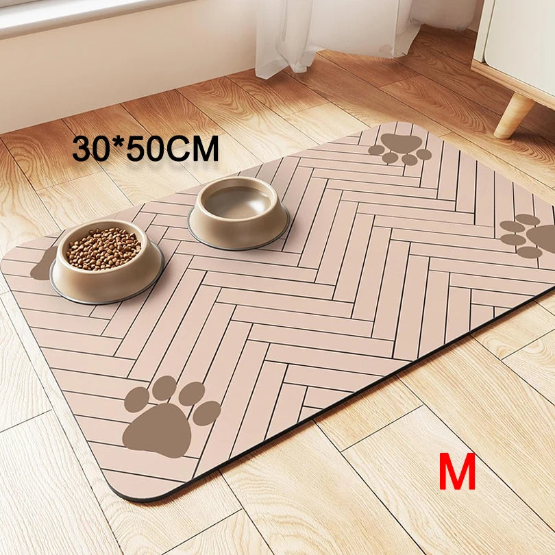 Pet Feeding mat with Waterproof Rubber Backing, Quick Dry Water Mat for Dog/Cat