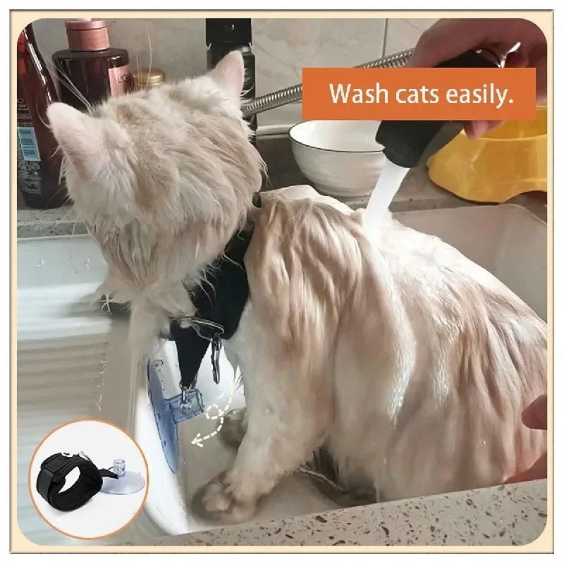 Pet Shower Fixed Collar Cat Dog Beauty Bath Traction Belt