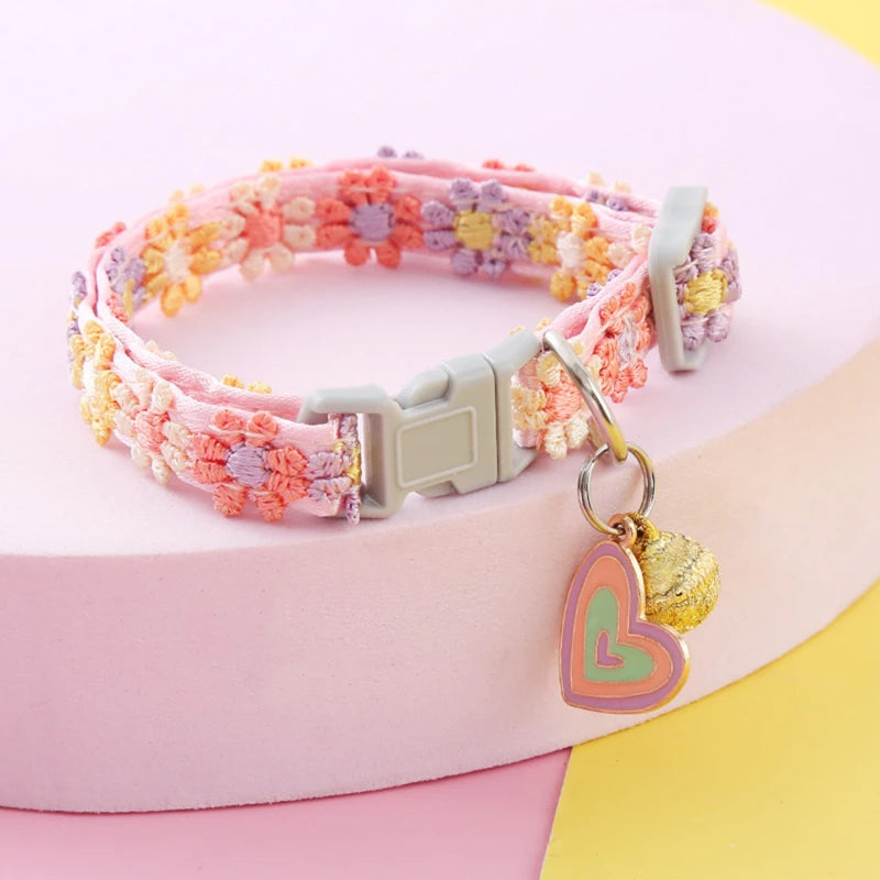 Pet Collar With Bell Cartoon Footprint Adjustable Safety Bell Ring Necklace
