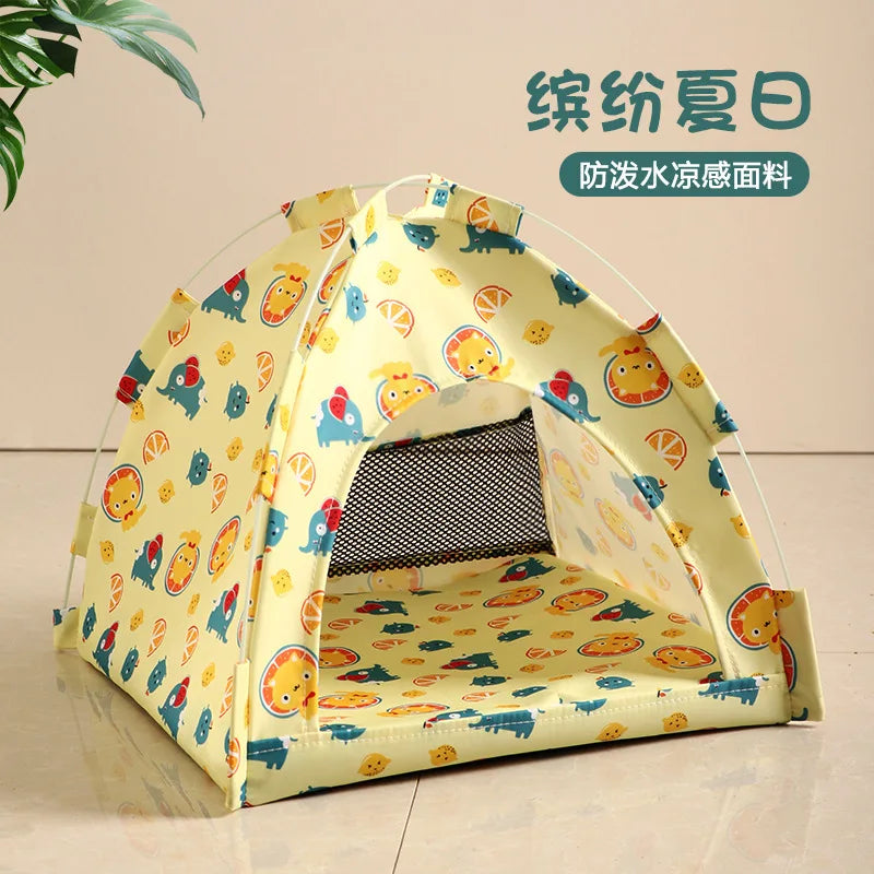 Pet Tent Bed Removable Cat Sofa Basket Canvas Semi-enclosed Cat House Dog Cave