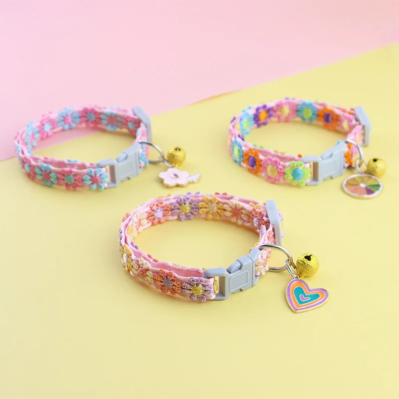 Pet Collar With Bell Cartoon Footprint Adjustable Safety Bell Ring Necklace