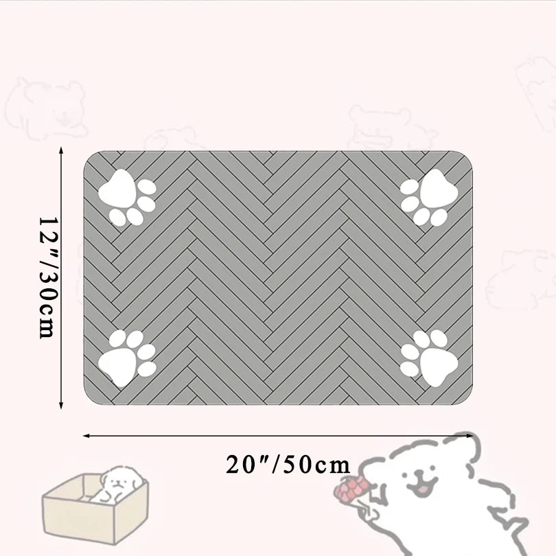 Pet Feeding mat with Waterproof Rubber Backing, Quick Dry Water Mat for Dog/Cat