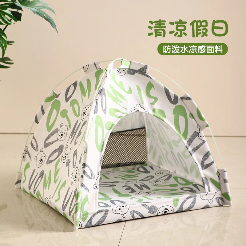 Pet Tent Bed Removable Cat Sofa Basket Canvas Semi-enclosed Cat House Dog Cave