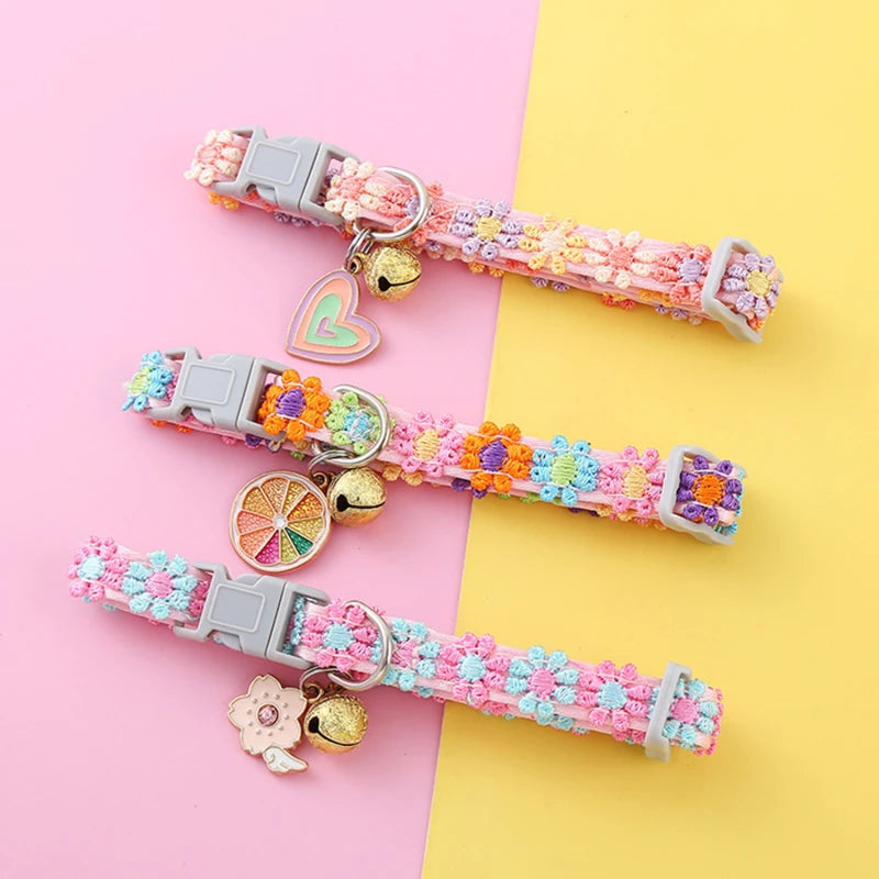 Pet Collar With Bell Cartoon Footprint Adjustable Safety Bell Ring Necklace