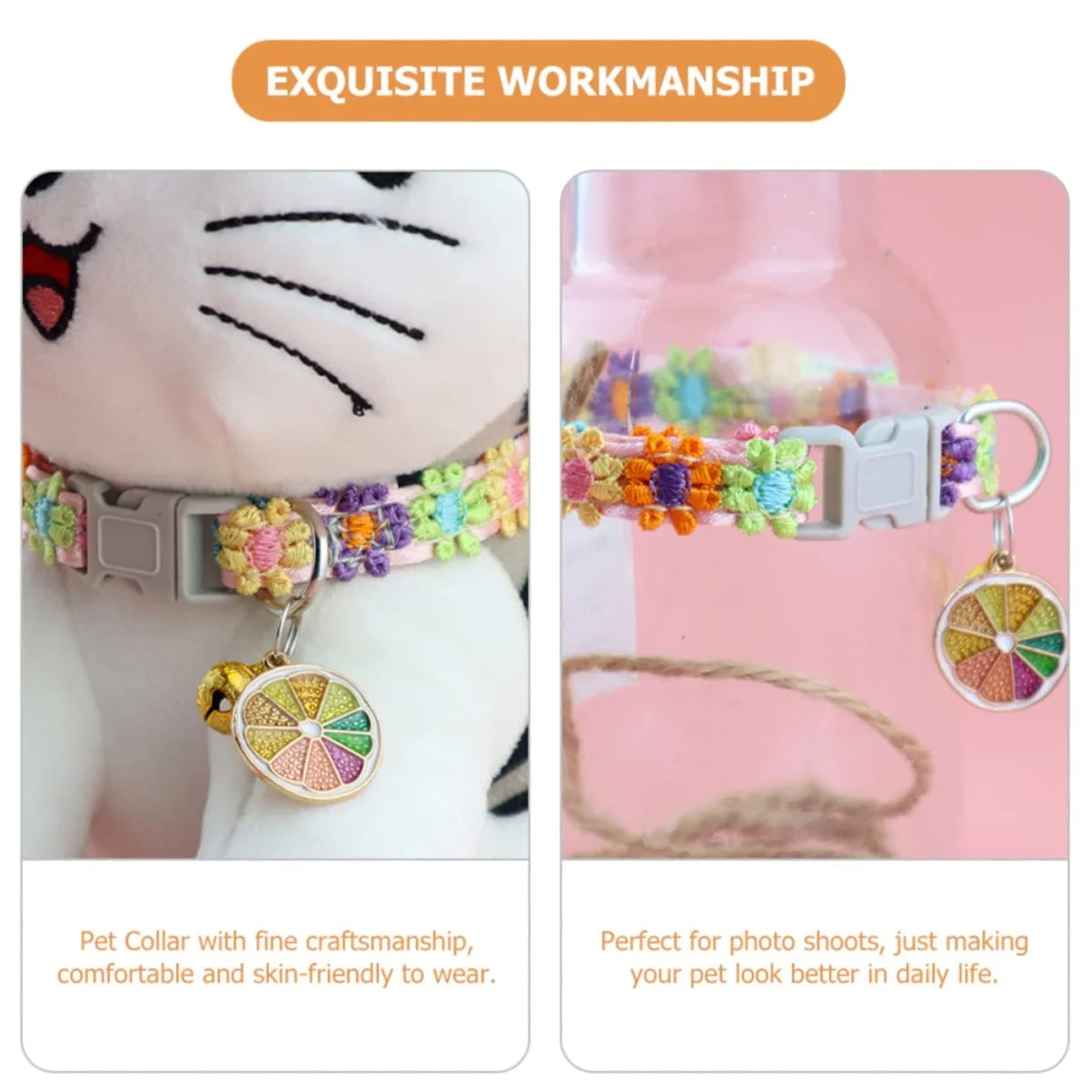 Pet Collar With Bell Cartoon Footprint Adjustable Safety Bell Ring Necklace