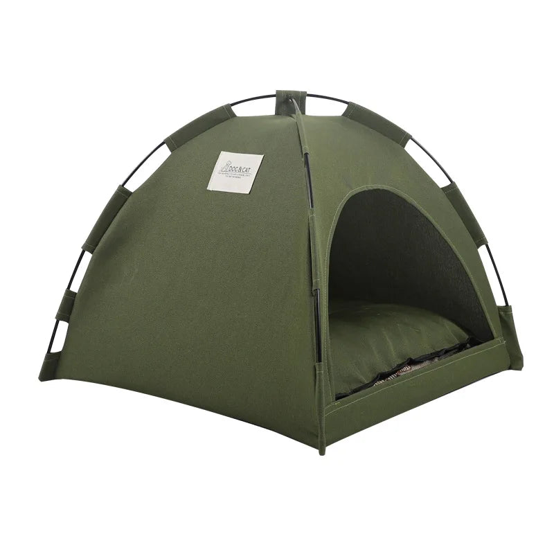 Pet Tent Bed Removable Cat Sofa Basket Canvas Semi-enclosed Cat House Dog Cave
