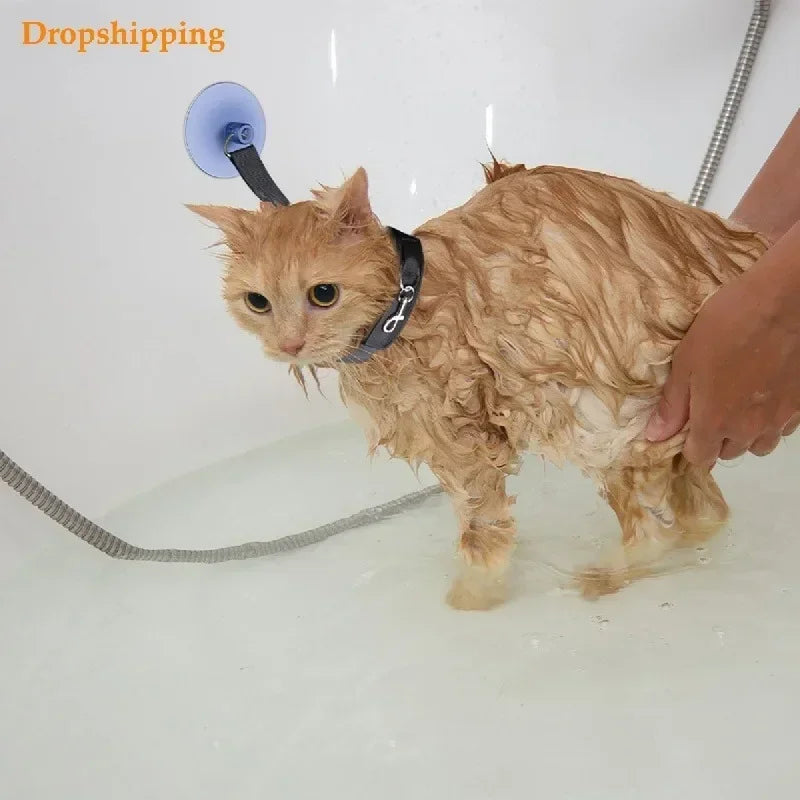 Pet Shower Fixed Collar Cat Dog Beauty Bath Traction Belt