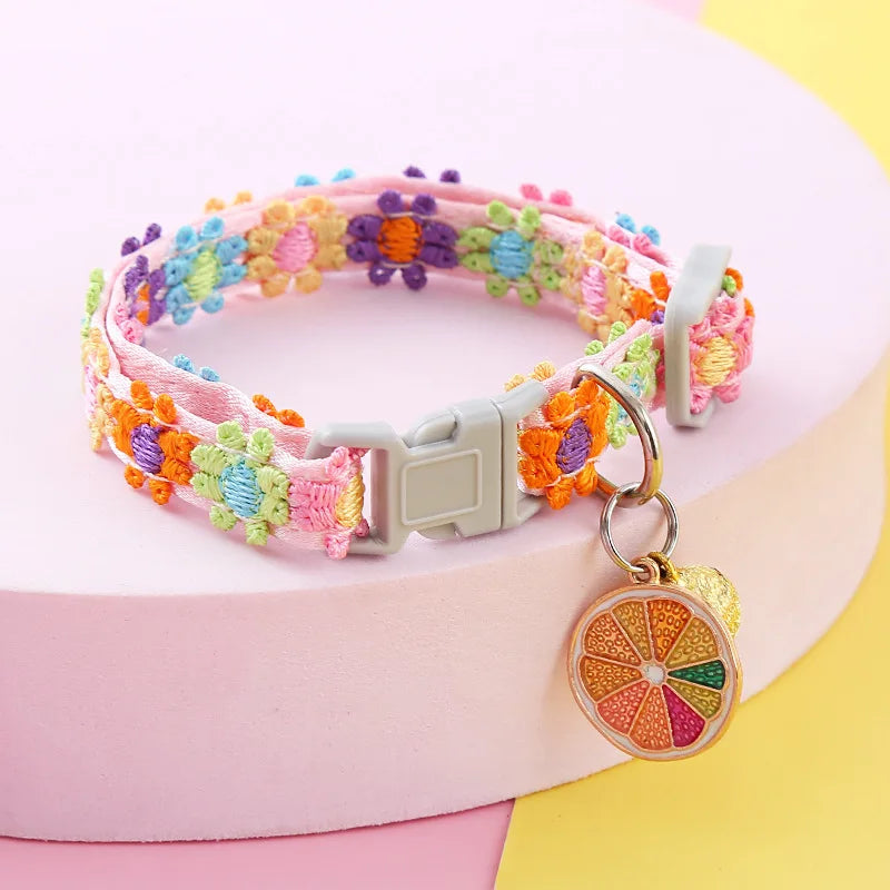 Pet Collar With Bell Cartoon Footprint Adjustable Safety Bell Ring Necklace