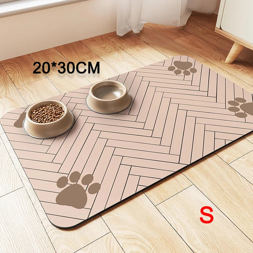 Pet Feeding mat with Waterproof Rubber Backing, Quick Dry Water Mat for Dog/Cat