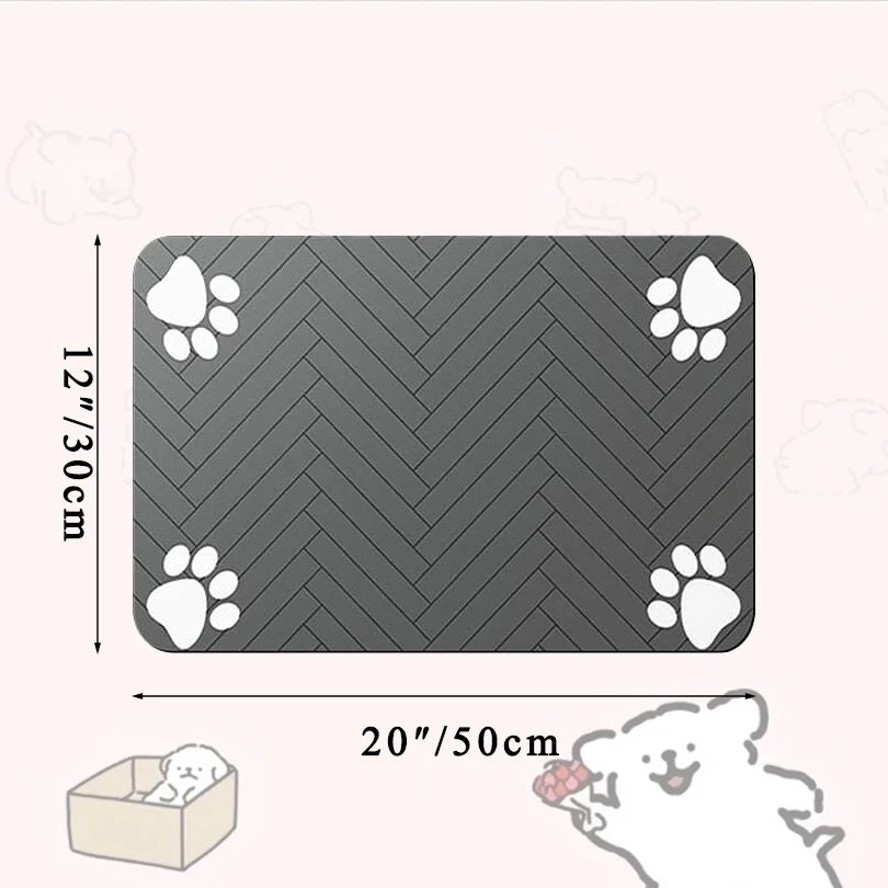 Pet Feeding mat with Waterproof Rubber Backing, Quick Dry Water Mat for Dog/Cat