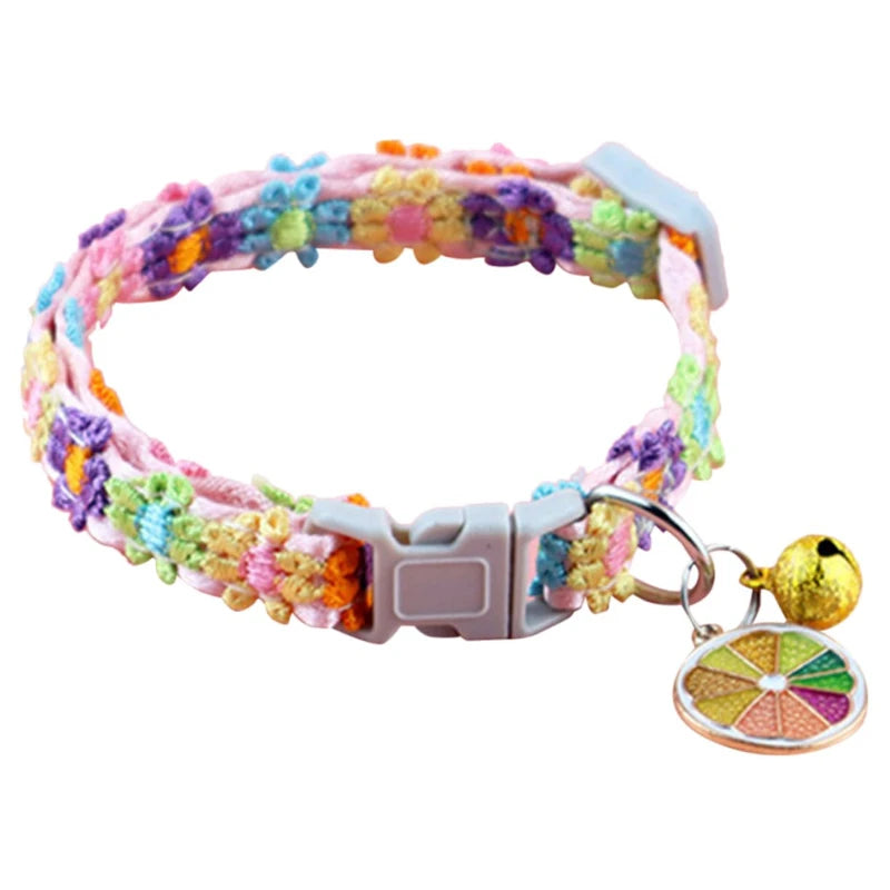Pet Collar With Bell Cartoon Footprint Adjustable Safety Bell Ring Necklace