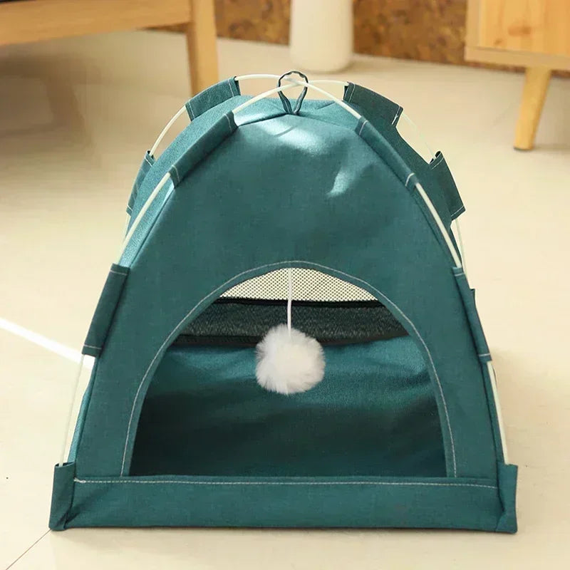 Pet Tent Bed Removable Cat Sofa Basket Canvas Semi-enclosed Cat House Dog Cave
