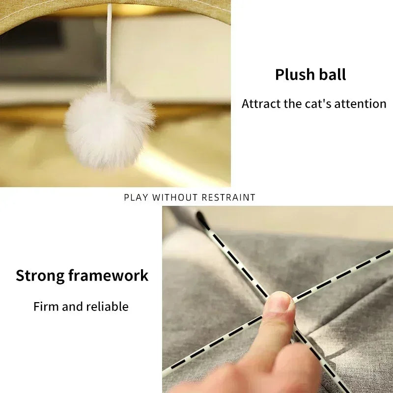 Pet Tent Bed Removable Cat Sofa Basket Canvas Semi-enclosed Cat House Dog Cave