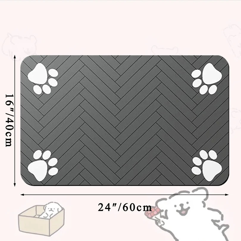 Pet Feeding mat with Waterproof Rubber Backing, Quick Dry Water Mat for Dog/Cat