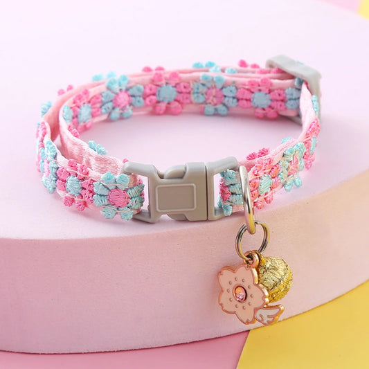 Pet Collar With Bell Cartoon Footprint Adjustable Safety Bell Ring Necklace