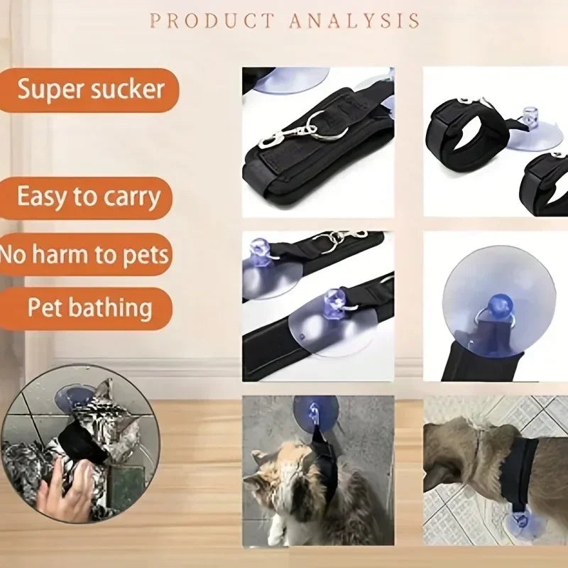 Pet Shower Fixed Collar Cat Dog Beauty Bath Traction Belt