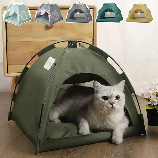 Pet Tent Bed Removable Cat Sofa Basket Canvas Semi-enclosed Cat House Dog Cave