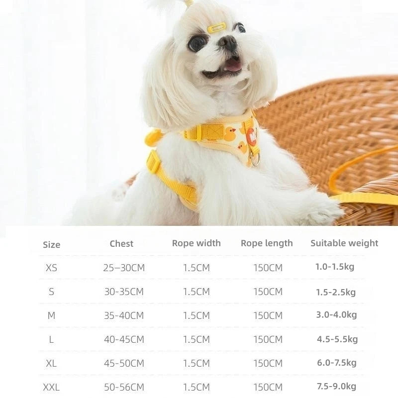 Adjustable Puppy Collar Strap Cartoon Duck Dog Harness and Leash Set