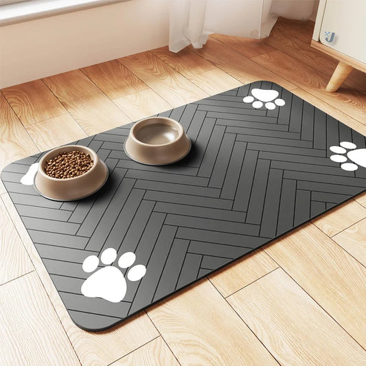 Pet Feeding mat with Waterproof Rubber Backing, Quick Dry Water Mat for Dog/Cat